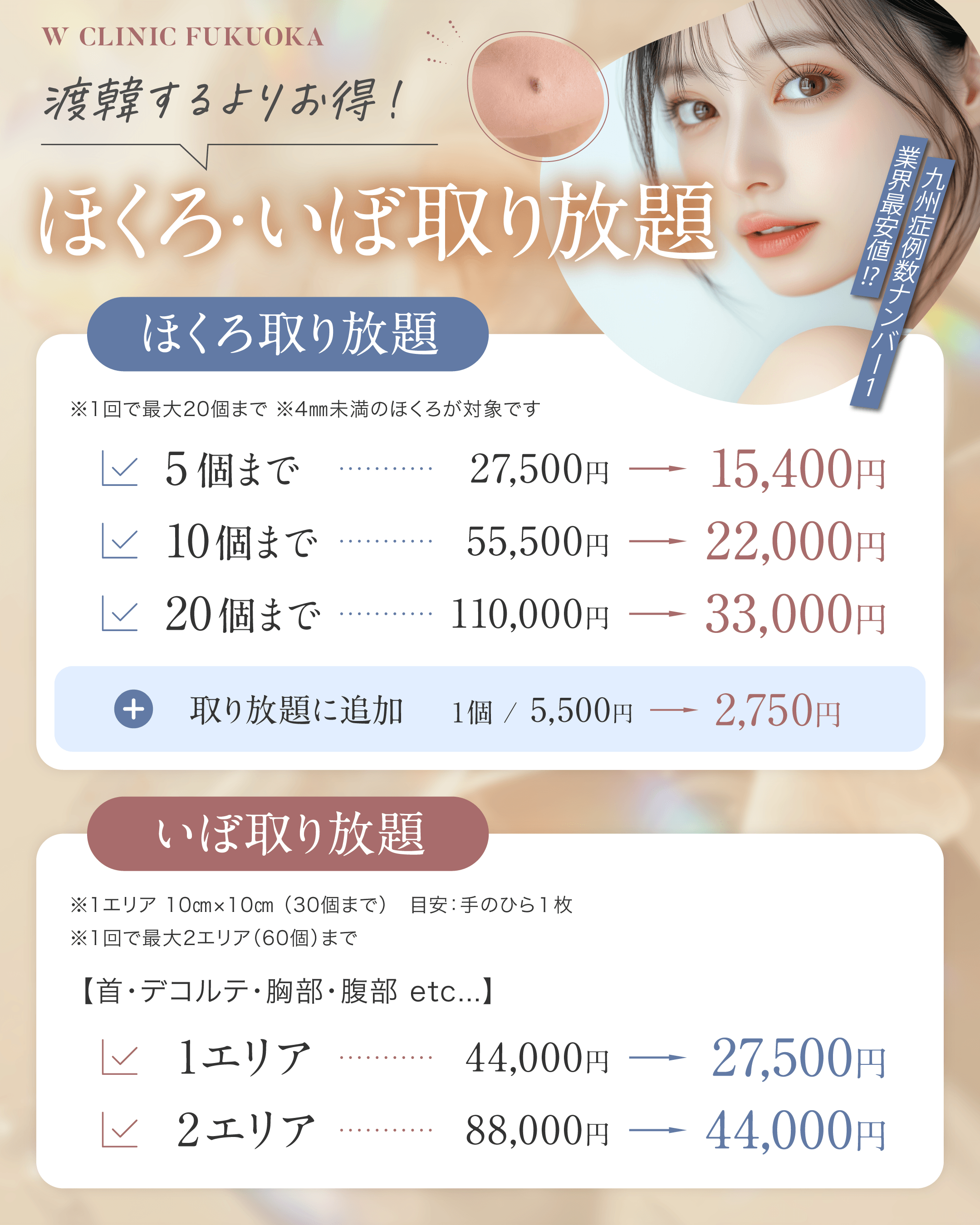 ほくろ・いぼ取り放題